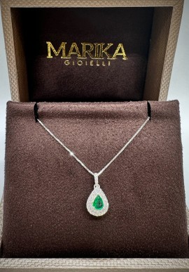 Marika gold necklace with diamonds and emerald CD9102S B.13