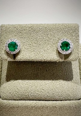 Marika gold earrings with diamonds and emerald OR06112SRO.7 