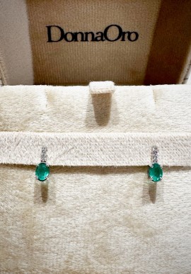 DonnaOro white gold earrings with diamonds and emeralds DHOE9736.007