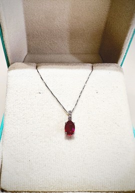 DonnaOro white gold necklace with diamonds and ruby DHPR9735.005