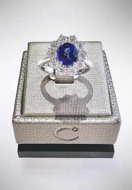 Crivelli ring white gold with diamonds and sapphire CRV223024