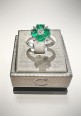 Crivelli white gold ring with diamonds and emerald CRV223026