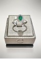 Crivelli white gold ring with diamonds and emerald CRV223028