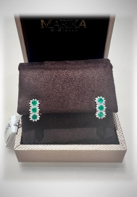 Marika white gold Earrings with diamonds and emeralds OR9508S RO.1