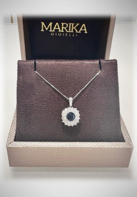 Marika white gold Necklace with diamonds and sapphire CD8O34 AR.4