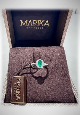Marika white gold Ring with diamonds and emerald AN0705SSA.7