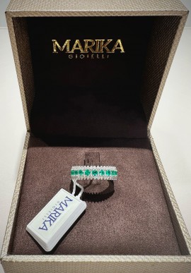 Marika gold ring with diamonds and emeralds AN264789FSSA.2