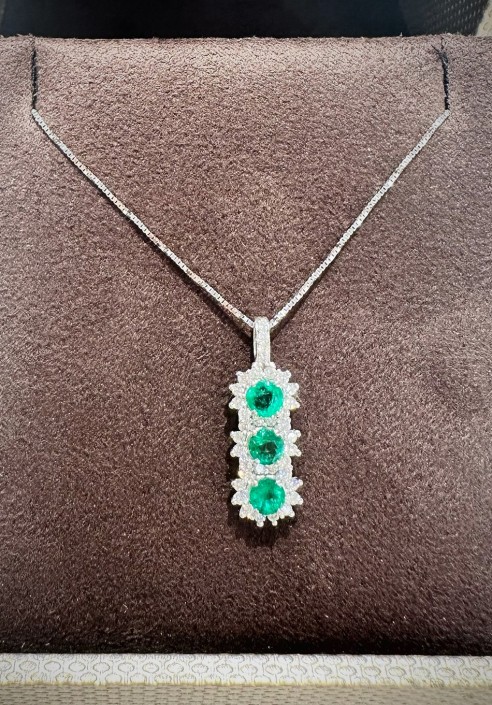 Marika gold necklace with diamonds and emeralds CD0722S.RO.2