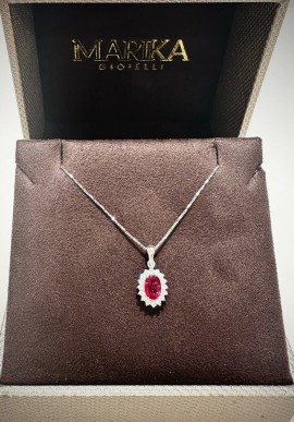 Marika gold necklace with diamonds and ruby CD89125RSA.2