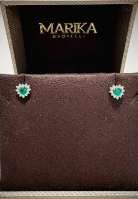 Marika gold earrings with diamonds and emeralds OR8001S.AR.8