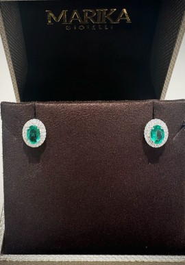 Marika gold earrings with diamonds and emeralds OR9103S.MA.2