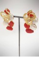 Soara silver earrings with coral and pearls SAO2334