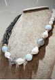 Soara silver necklace with beryl and pearls SOA2312