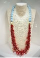 Soara silver necklace with coral and aquamarine SOA2308