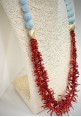 Soara silver necklace with coral and aquamarine SOA2308