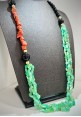 Soara silver necklace with coral, onyx and chrysoprase SOA2307