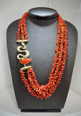 Soara silver necklace with coral SOA2306