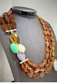 Soara silver necklace with amber, amethyst and jade SOA2302