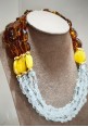 Soara silver necklace with amber and aquamarine SOA2301