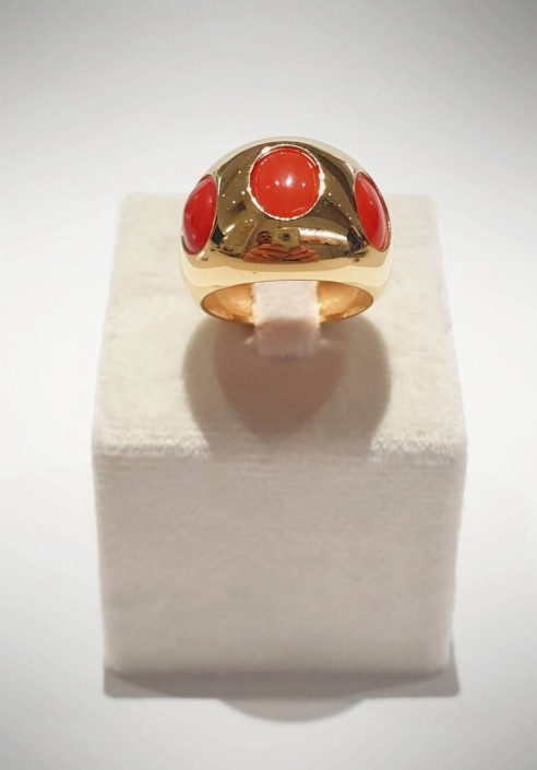 Soara silver band ring with coral SOA2336