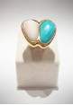 Soara silver band ring with pink coral and turquoise SOA2341