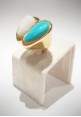 Soara silver band ring with pink coral and turquoise SOA2341