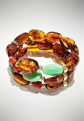 Soara silver bracelet with coral, chrysoprase and amber SOA2320