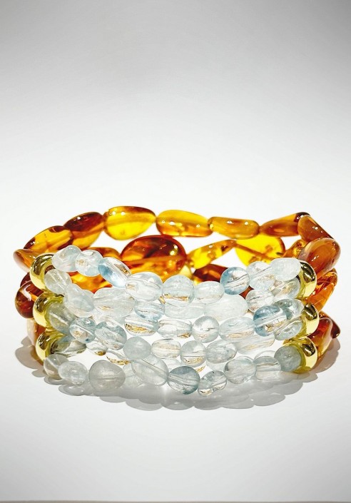 Soara silver bracelet with amber and aquamarine SOA2321