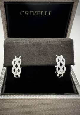 Crivelli white gold hoop earrings with brilliant cut diamonds CRV23064