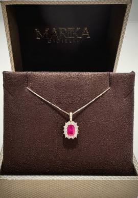 Marika white gold necklace with diamonds and ruby CD9146RRRO.1