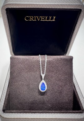 Crivelli white gold necklace with sapphire and diamonds pendant CRV2400