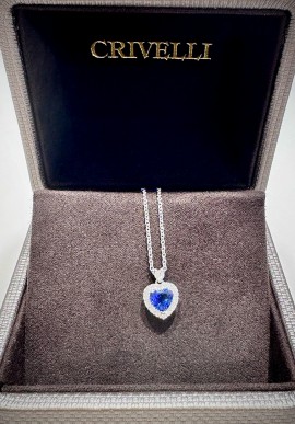 Crivelli white gold necklace with sapphire and diamonds pendant CRV2401