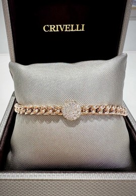 Crivelli rose gold chain bracelet with pavé brilliant cut diamonds CRV2410