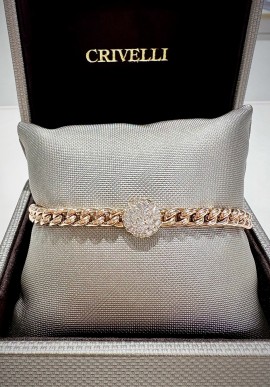 Crivelli rose gold chain bracelet with pavé brilliant cut diamonds CRV2410
