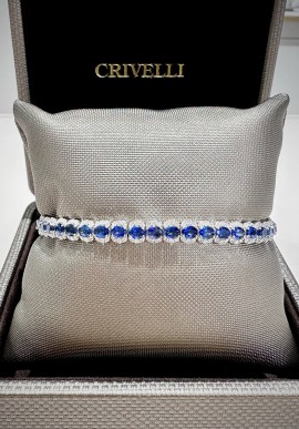 Crivelli white gold tennis bracelet with brilliant cut diamonds and sapphires CRV2411