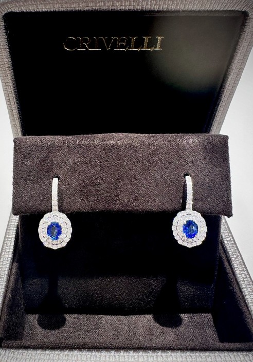 Crivelli white gold earrings with brilliant cut diamonds and sapphires CRV2433