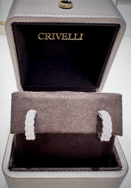 Crivelli white gold hoop earrings with brilliant cut diamonds CRV2437