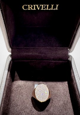 Crivelli rose gold chevalier ring with brilliant cut diamonds CRV2416