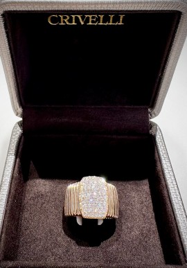 Crivelli rose gold ring with pavé brilliant cut diamonds CRV2417