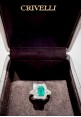 Crivelli white gold ring with brilliant cut diamonds and emerald CRV2418