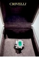 Crivelli white gold ring with brilliant cut diamonds and emerald CRV2419