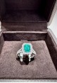 Crivelli white gold ring with brilliant cut diamonds and emerald CRV2418