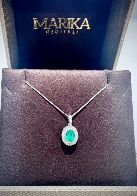 Marika gold necklace with diamonds and emerald CD9103S.B.4