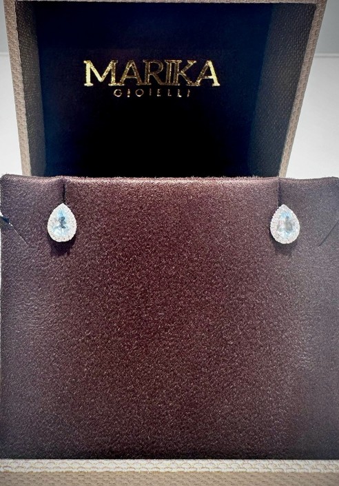 Marika gold earrings with diamonds and aquamarine ORO6111A.B.1