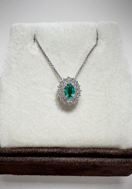 Nihama white gold and emerald necklace ND506004SMN035