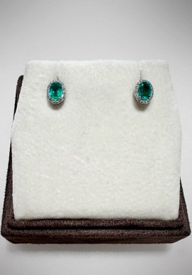 Nihama gold earrings with diamonds and emeralds NO503804BE