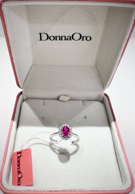 Anello Donnaoro in oro bianco con diamanti e rubino DAR10853.007
