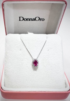 Donnaoro white gold necklace with diamonds and ruby DPR10854.007