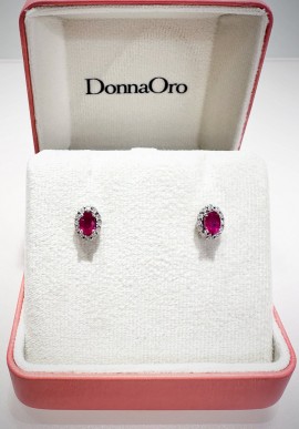Orecchini Donnaoro in oro bianco con diamanti e rubini DOR10855.012