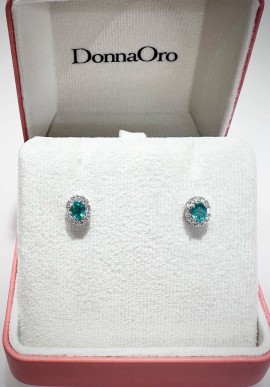 Orecchini Donnaoro in oro bianco con diamanti e smeraldo DOE10855.12